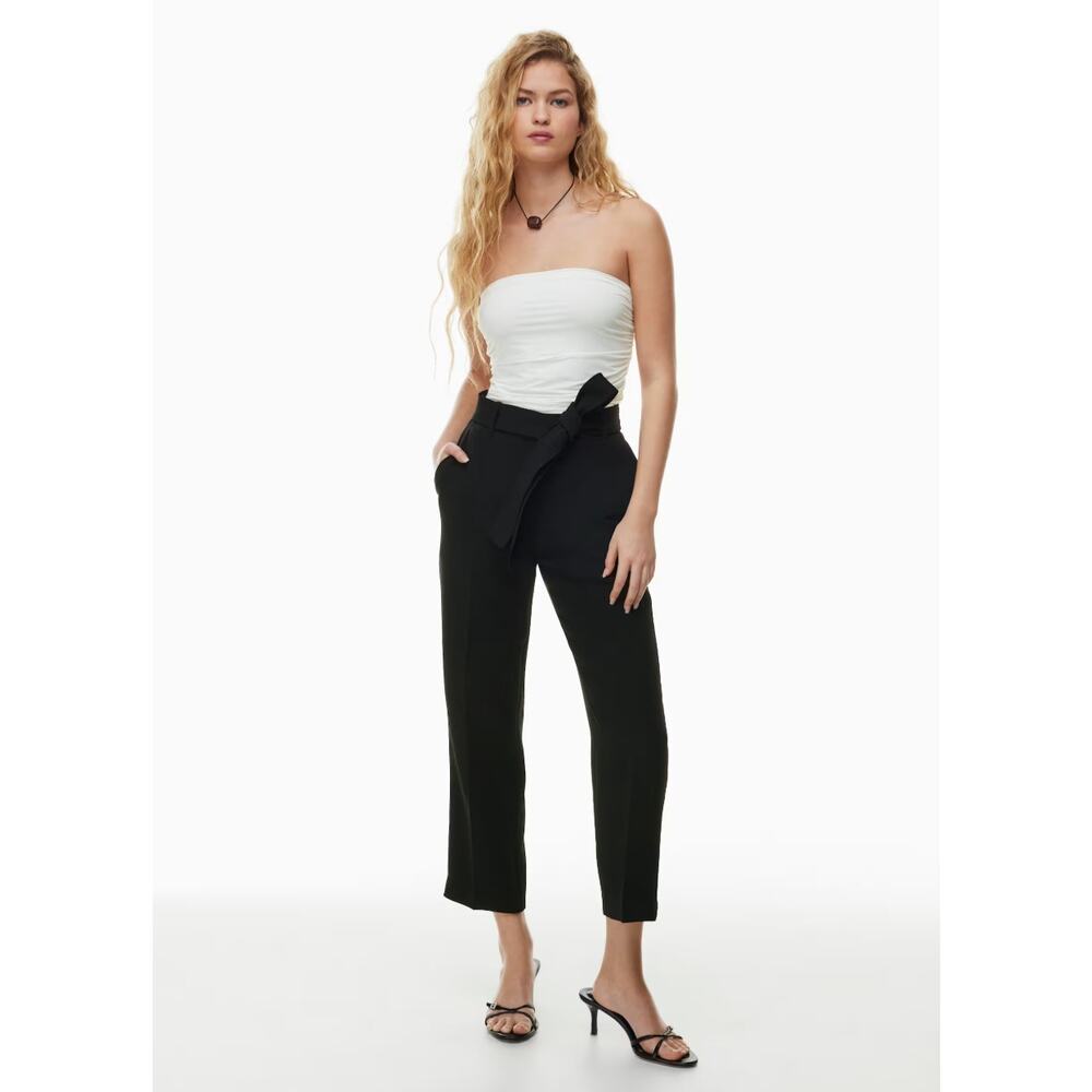 Wilfred Tie Front High-Waisted Belted Crepe Pants in Black Size 4